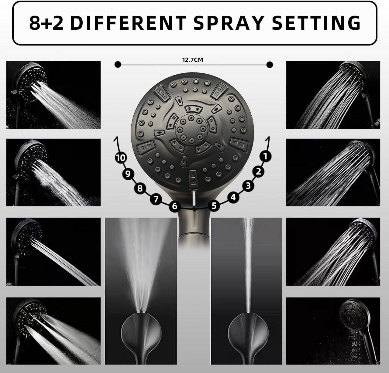 Shower Head with Handheld, High Pressure 6 Spray Mode