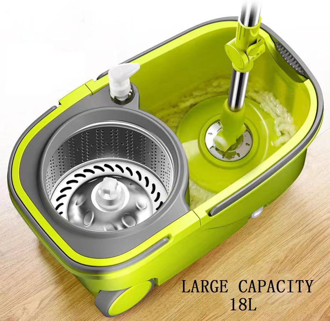 Spin Mop and Bucket with Wheels 360° Spinning Mop Floor Cleaning System