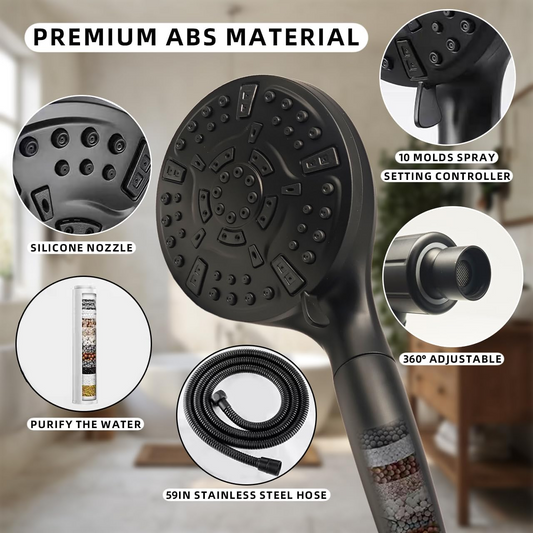 Shower Head with Handheld, High Pressure 6 Spray Mode