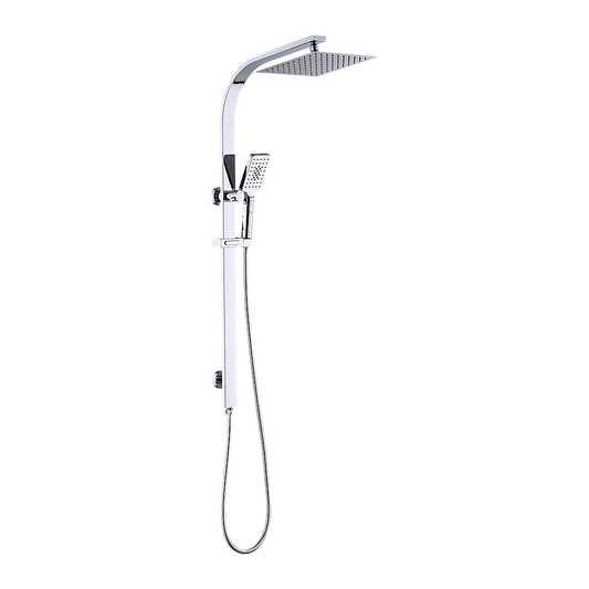WELS 10" Rain Shower Head Set Square Dual Heads High Pressure with Handheld in Chrome