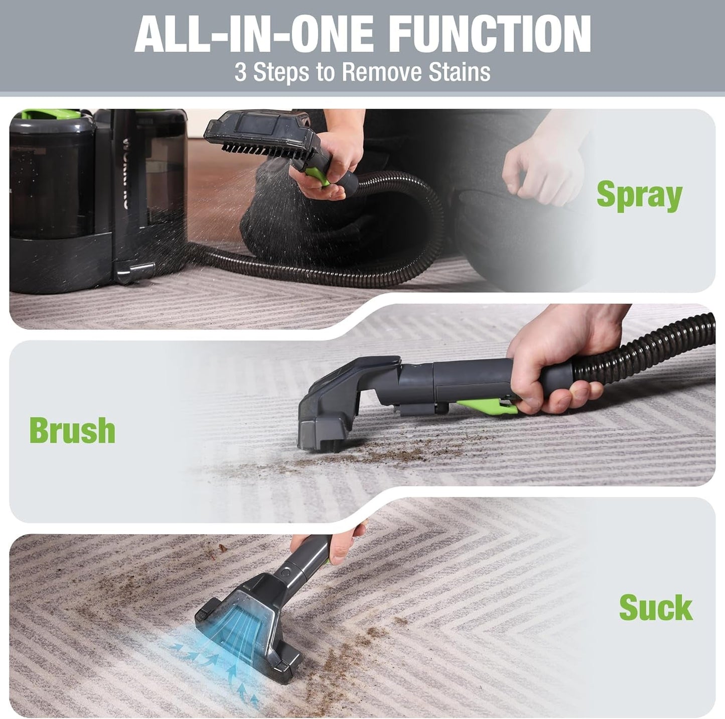 Carpet and Upholstery Cleaner, Portable Spot Cleaner 450W Lightweight Handheld Deep Cleaner Machine for Pet Stains,Rug, Mattress, Car Seat and Curtain