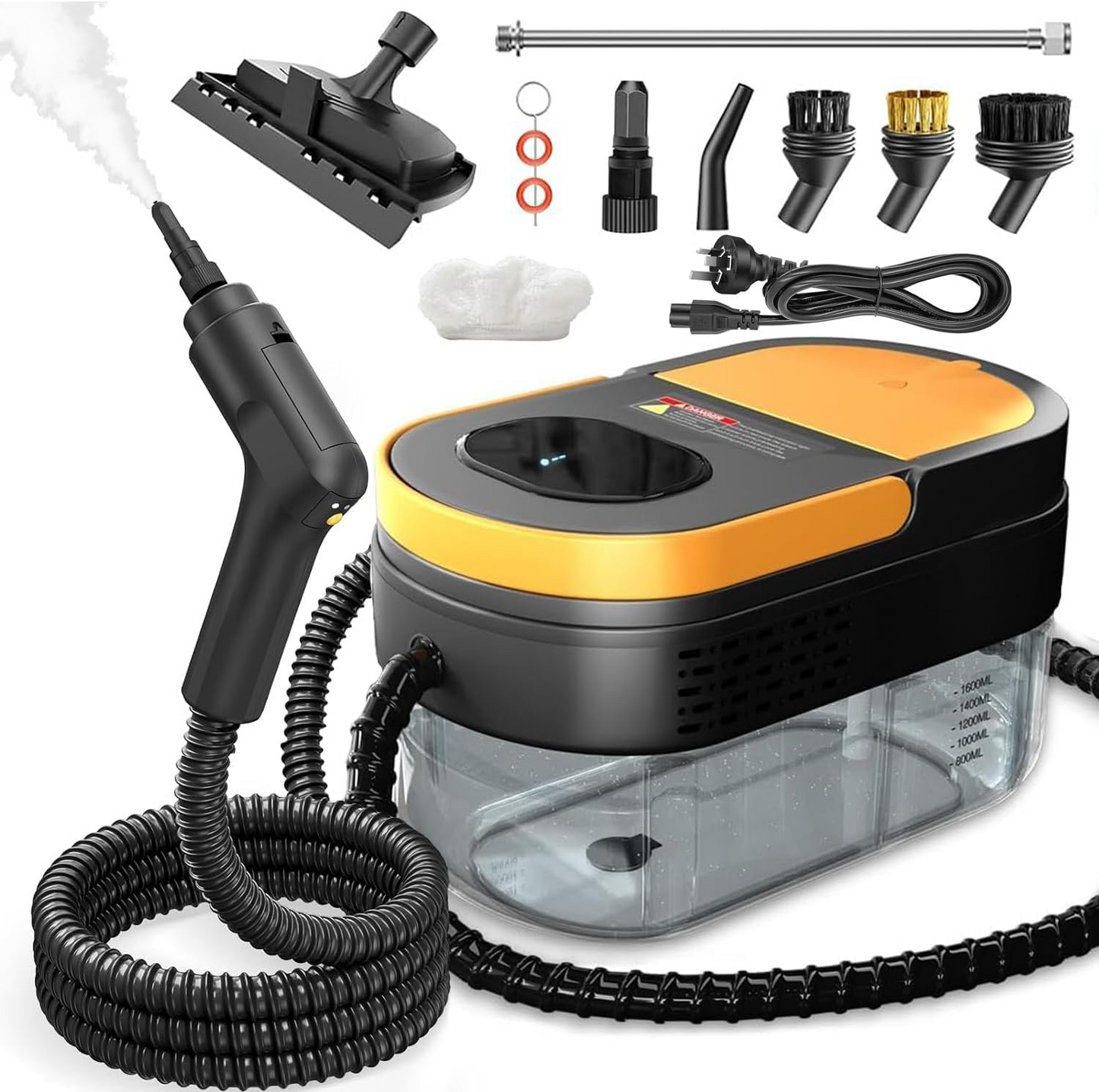 Steam Cleaner, 3-Level Adjustable Handle, 15s Heat-Up, 1.6L Tank