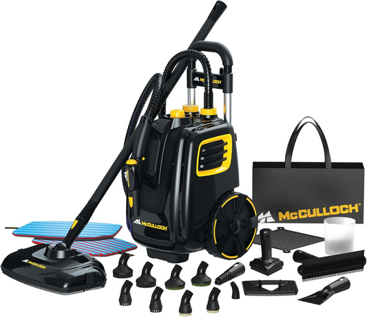 McCulloch MC1385 Deluxe Canister Steam Cleaner – 120-Min Steam