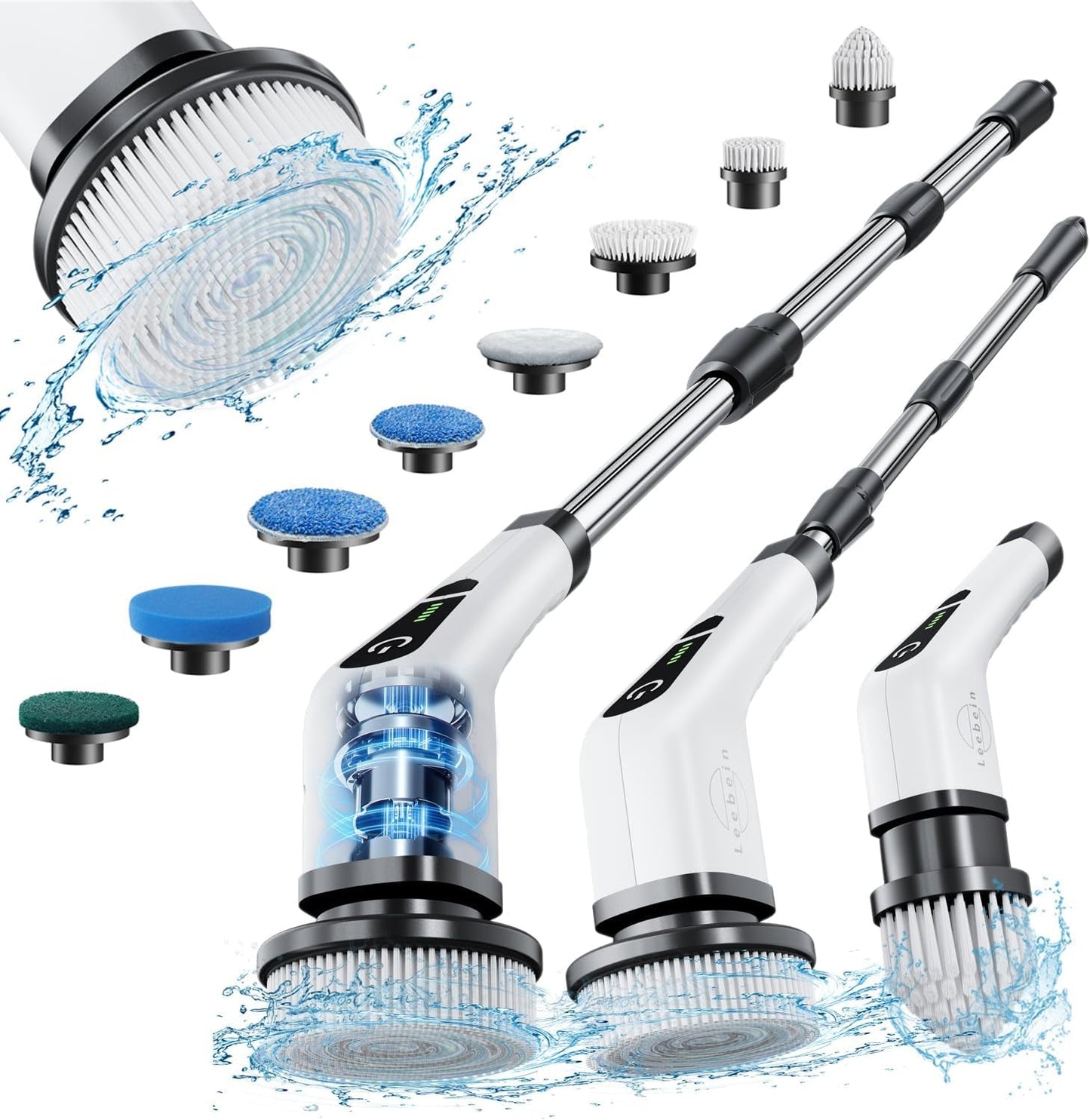Electric Spin Scrubber,  New Cordless Cleaning Brush with 8 Replaceable Drill Brush Heads, Tub and Floor Tile 360 Power Scrubber Mop with 54 Inch Adjustable Handle for Bathroom Kitchen Car