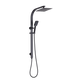 WELS 10" Rain Shower Head Set Square Dual Heads High Pressure with Handheld in Black