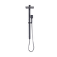 WELS 10" Rain Shower Head Set Square Dual Heads High Pressure with Handheld in Black