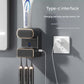 Automatic Toothpaste Dispenser with UVC Toothbrush Sterilizer & Holder - Wall Mounted, Rechargeable(Grey)