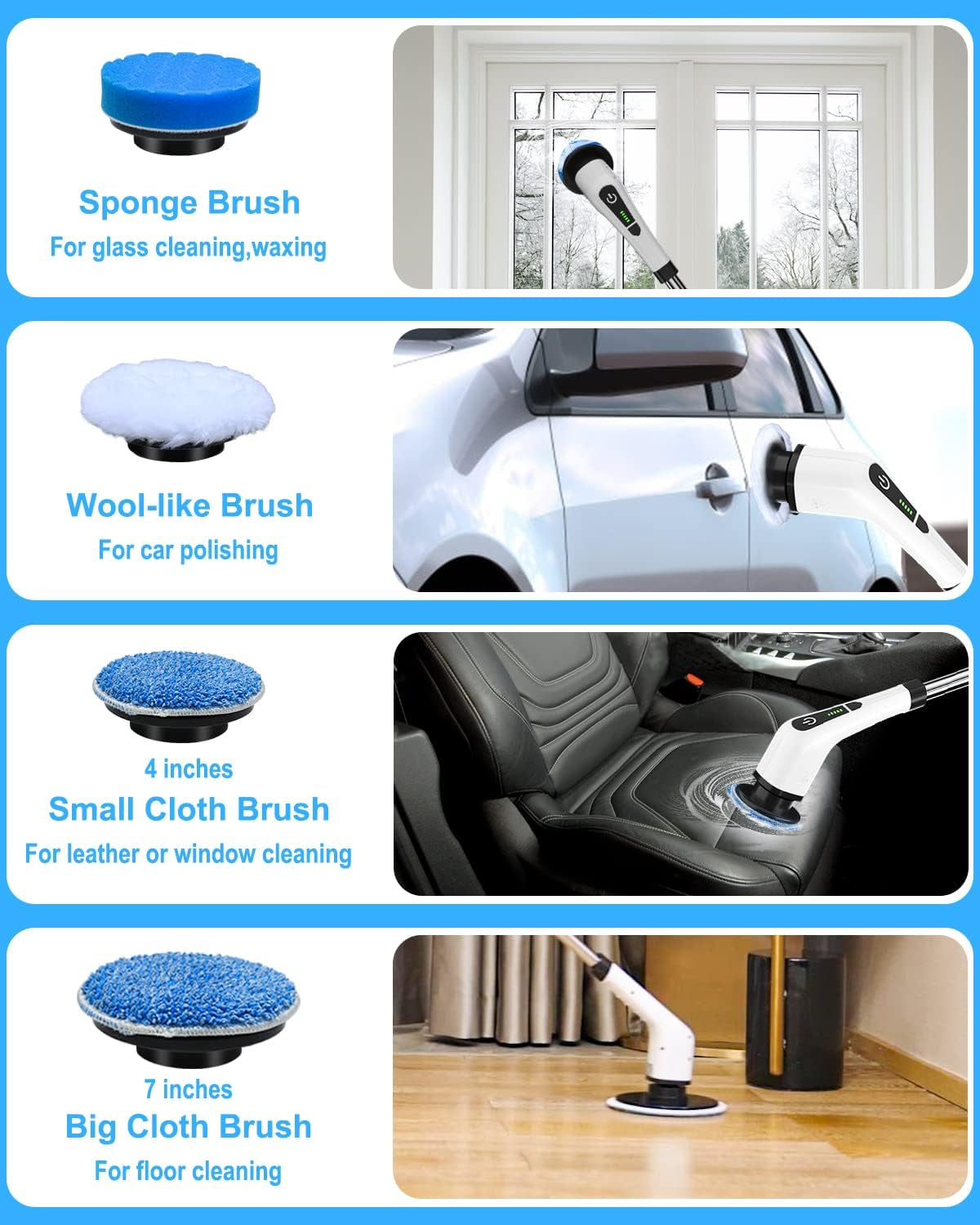 Electric Spin Scrubber,  New Cordless Cleaning Brush with 8 Replaceable Drill Brush Heads, Tub and Floor Tile 360 Power Scrubber Mop with 54 Inch Adjustable Handle for Bathroom Kitchen Car